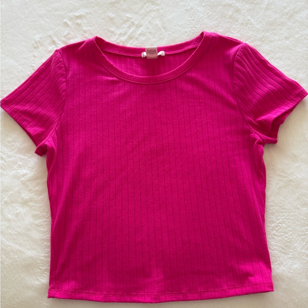 Bozzolo Hot Pink Ribbed Tee
